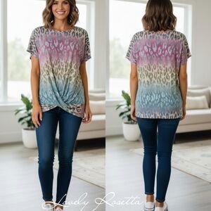 Pink Multi Color Animal Print Top